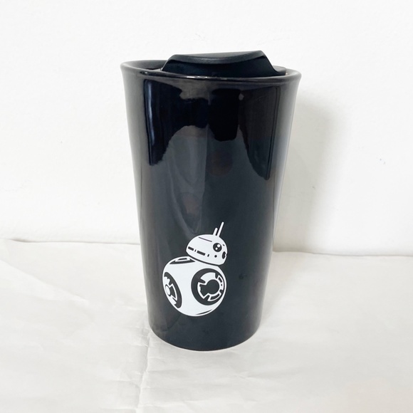 Tumbler Star Wars Black Ceramic Travel Coffee Mug/Cup BB-8 Droid EUC - Picture 1 of 5